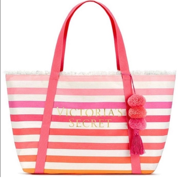 Victoria's Secret Handbags - FINAL PRICE! NWT💕VS Striped Pink Canvas Cotton Bag